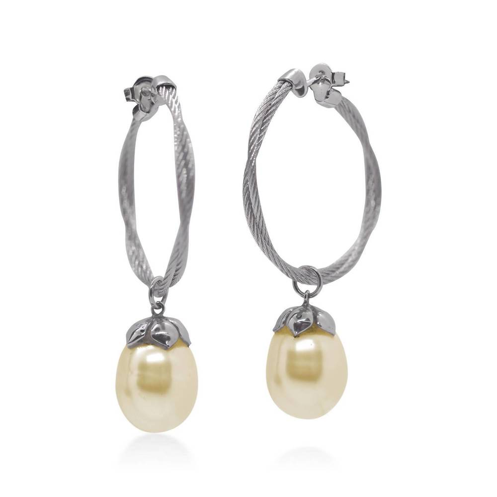 NEW ALOR south sea pearl hoop earring in yellow